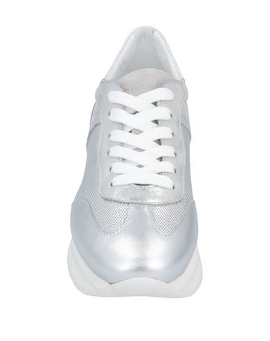 Shop Hogan Woman Sneakers Silver Size 4 Soft Leather